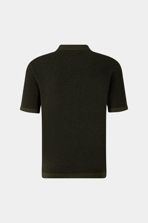 Lyon Knitted Polo Shirt In Olive Green