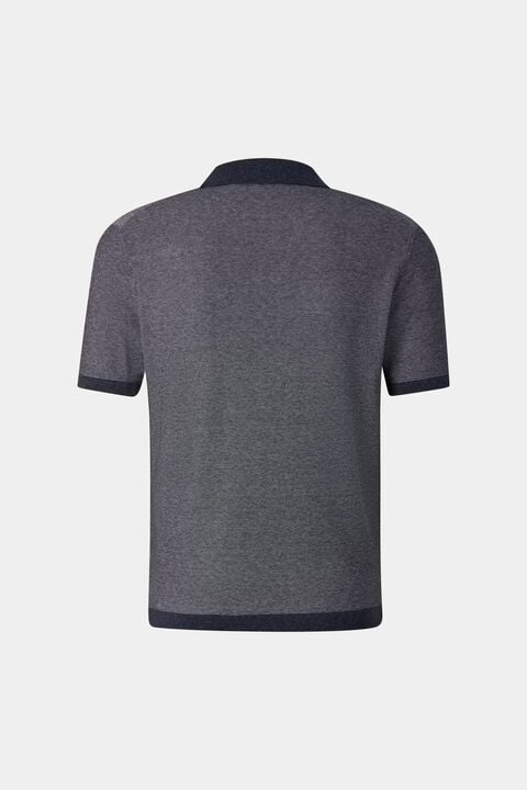 Lyon Knitted Polo Shirt In Navy Blue