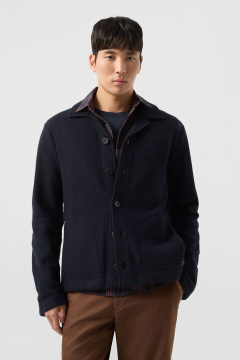 Wool Overshirt Blanco In Navy Blue