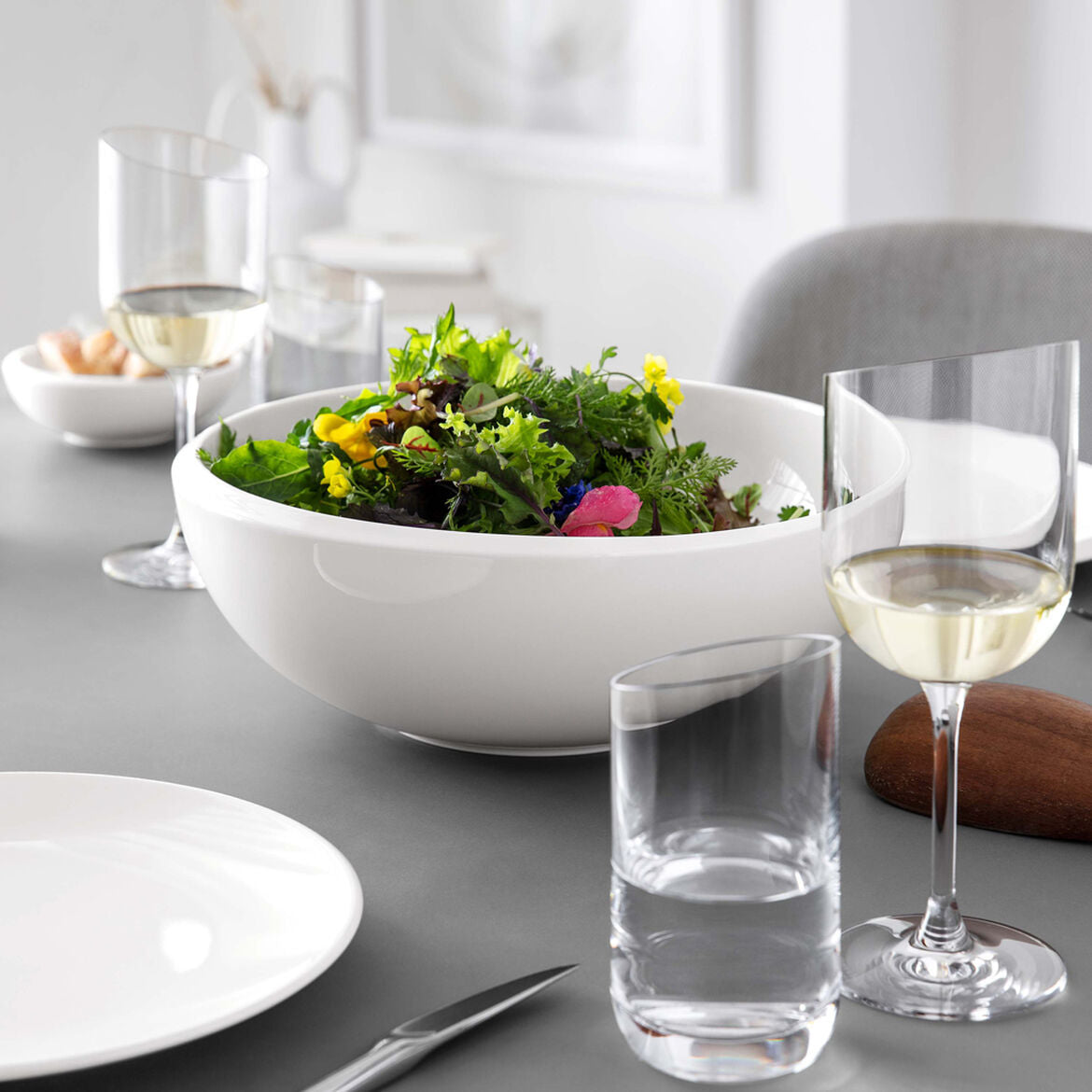 New Moon - White Large Round Vegetable Bowl