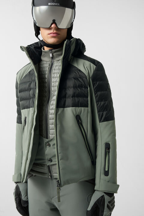 Henik Down Ski Jacket In Eucalyptus/Black