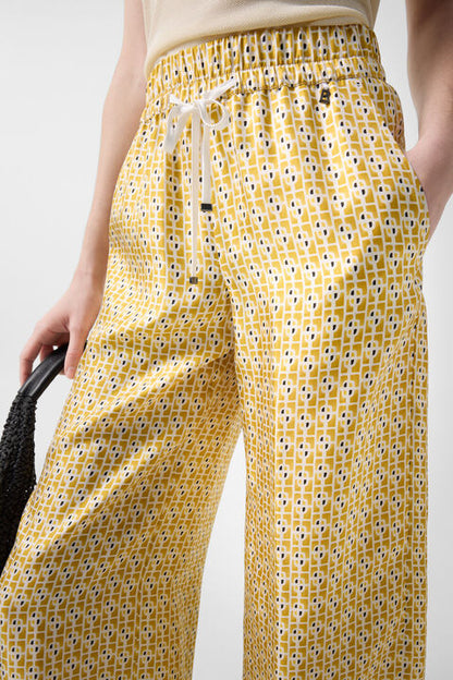 Emmy Silk Trousers In Yellow/Cream