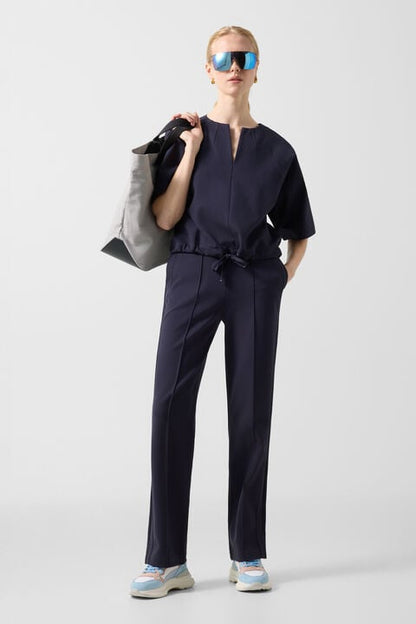 Penny Jersey Trousers In Navy Blue