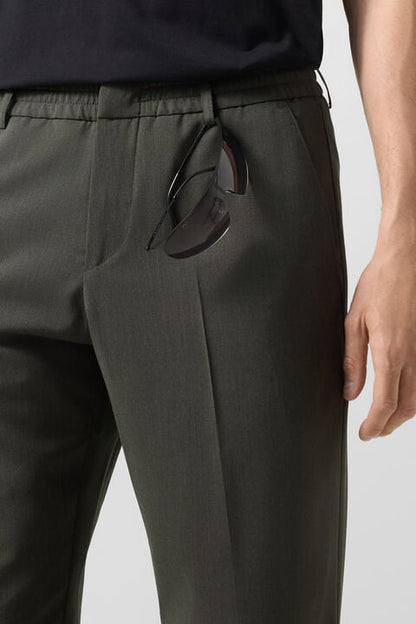Marcus Virgin Wool Trousers In Olive Green