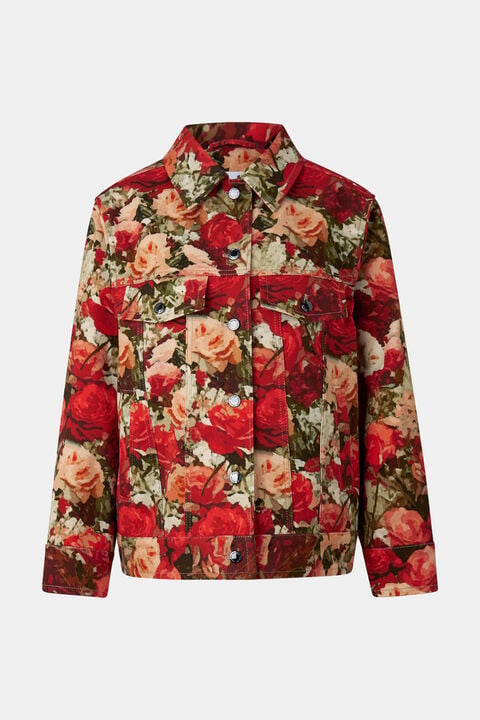 Jaclyn Denim Jacket In Red/Green