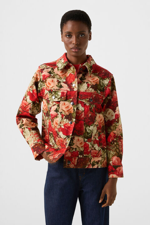 Jaclyn Denim Jacket In Red/Green