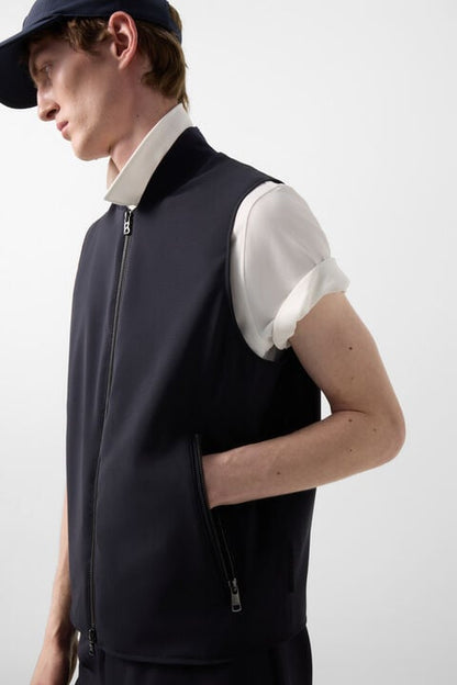 Virgin Wool Waistcoat Jeff In Navy Blue