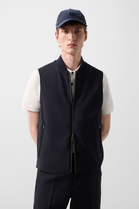 Virgin Wool Waistcoat Jeff In Navy Blue