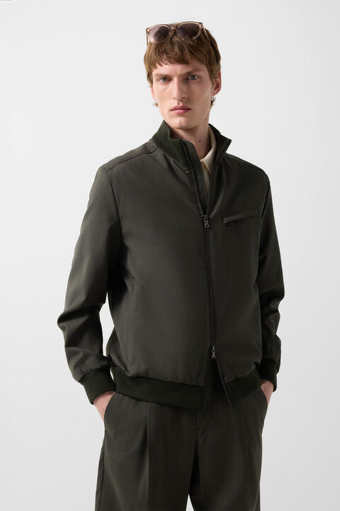 Virgin Wool Jacket Milan In Olive Green