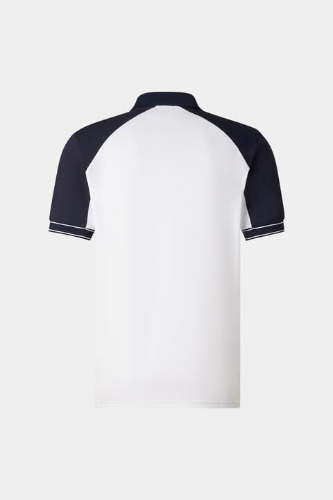 Fabius Functional Short-Sleeved Top In White/Navy Blue