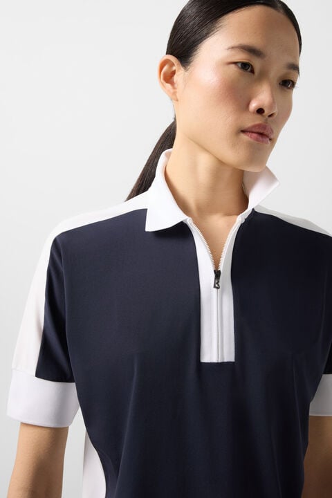 Arabell Functional Short-Sleeved Top In Navy Blue/White