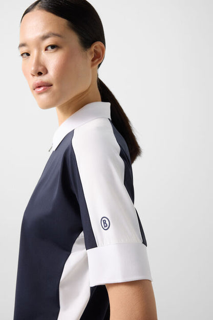 Arabell Functional Short-Sleeved Top In Navy Blue/White