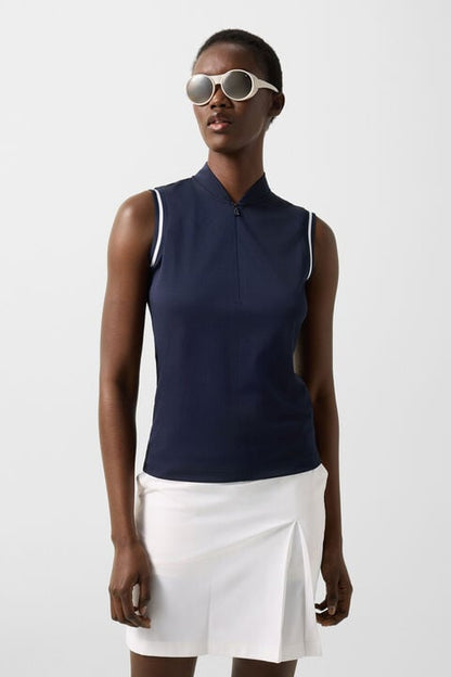 Evi Polo Top In Navy Blue