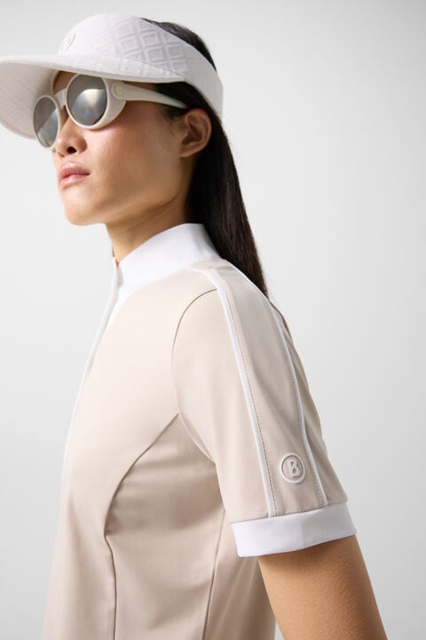 Katrina Functional Short-Sleeved Top In Sand/White