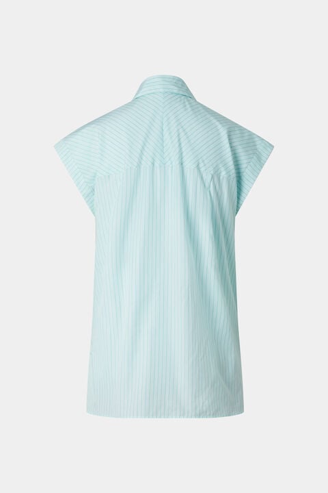Hunter Cotton Blouse In Cyan-Blue