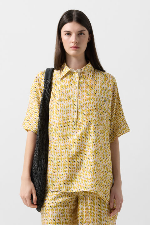 Elvira Silk Blouse In Yellow/Cream