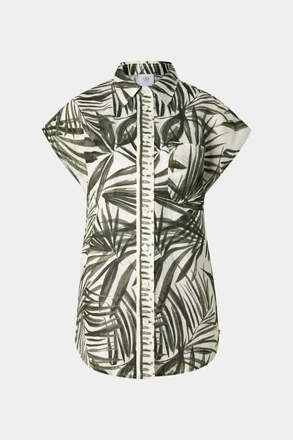 Charlet Linen Blouse In Olive Green/Cream