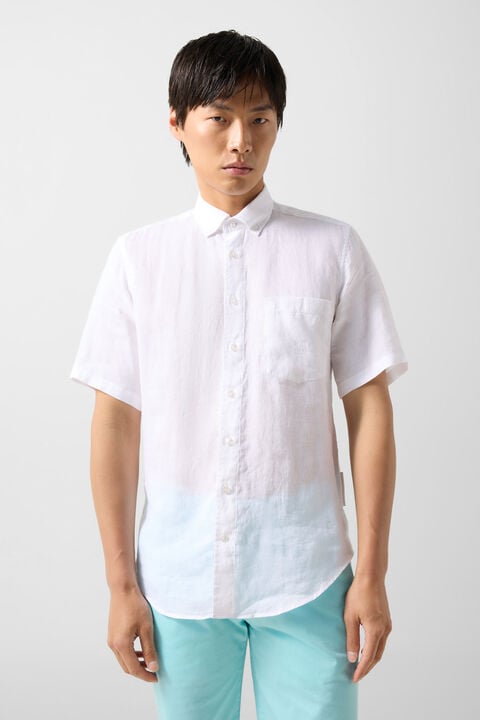 Linen Short-Sleeved Shirt Lykos In White