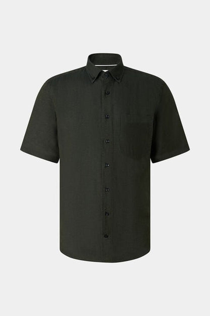Linen Short-Sleeved Shirt Lykos In Olive Green