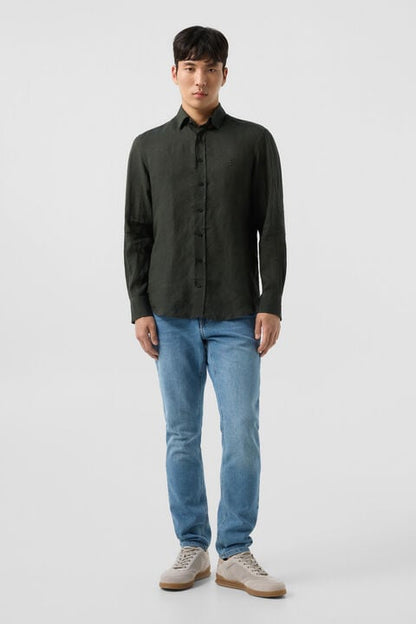 Timi Linen Shirt In Olive Green