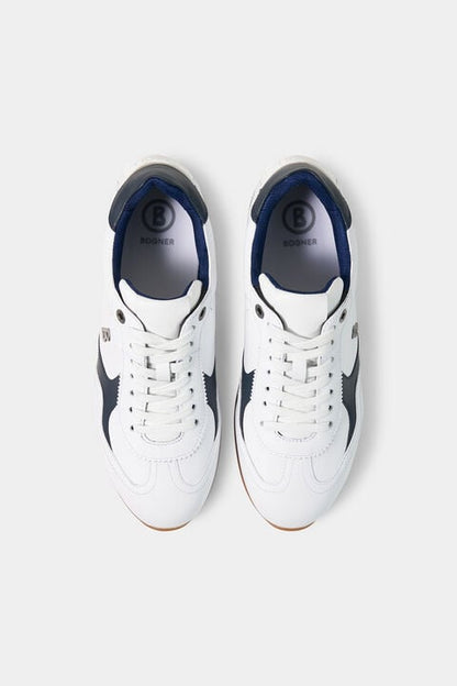 Monza Trainers In White/Navy Blue