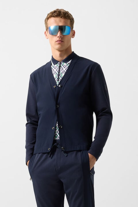 Dario Sweat Cardigan In Navy Blue