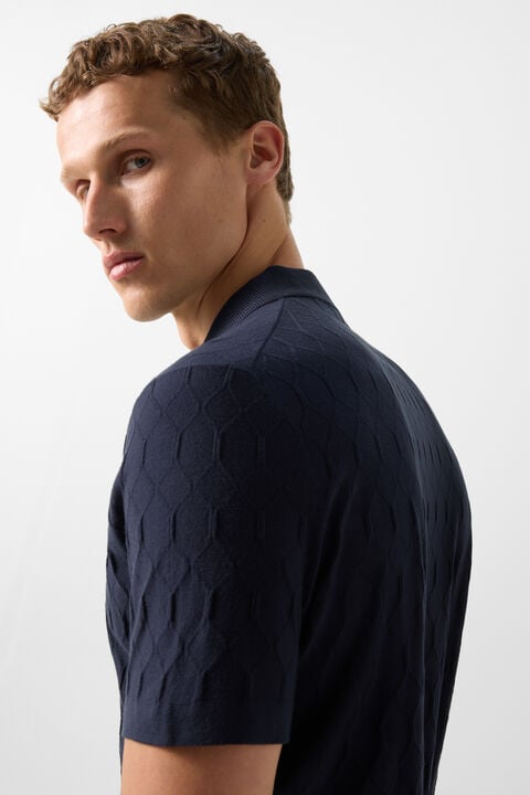 Maxim Knitted Polo Shirt In Navy Blue