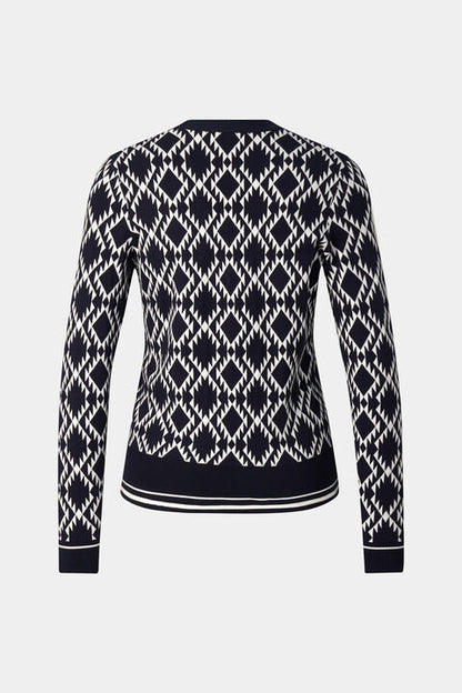 Amber Knit Jacket In Navy Blue/White