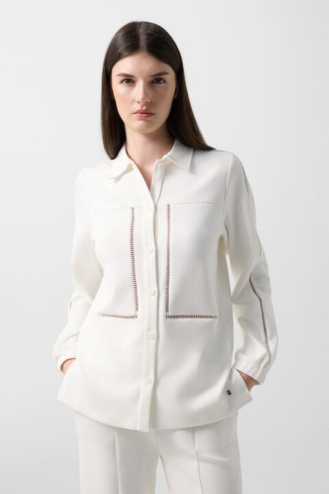 Raquel Jersey Overshirt In Off-White