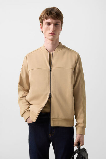 Lennox Jersey Jacket In Camel