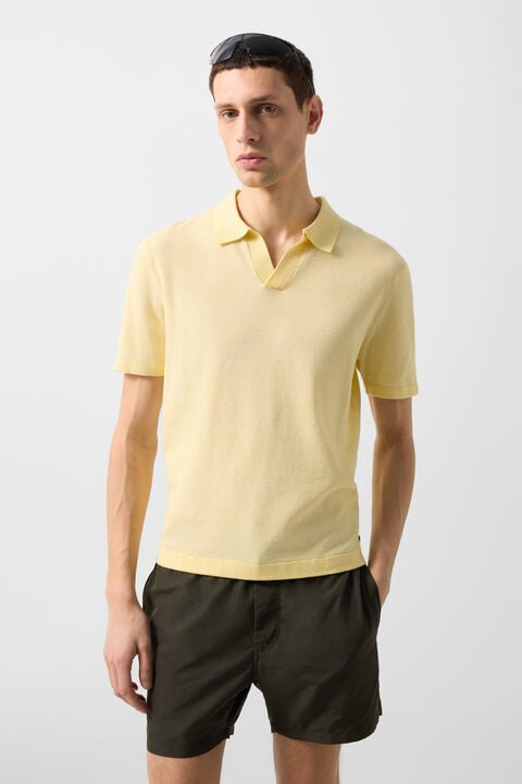 Lyon Knitted Polo Shirt In Yellow