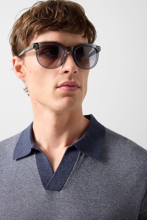 Lyon Knitted Polo Shirt In Navy Blue