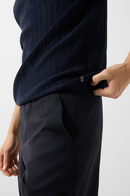 Tobias Knitted Polo Shirt In Navy Blue