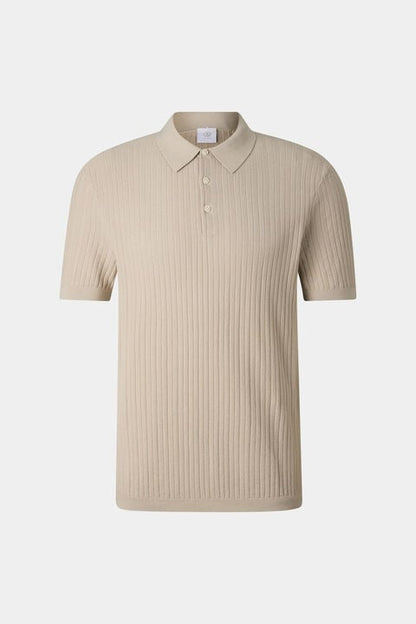 Tobias Knitted Polo Shirt In Sand