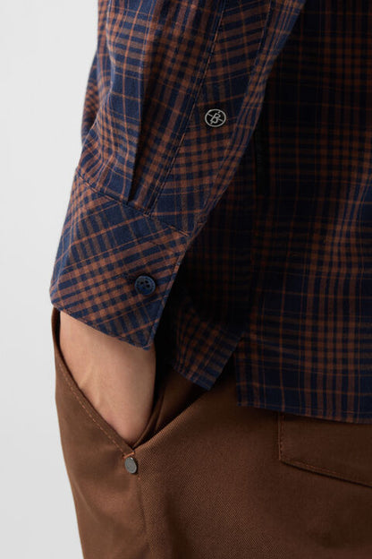 Hardy Cotton Shirt In Brown/Navy Blue