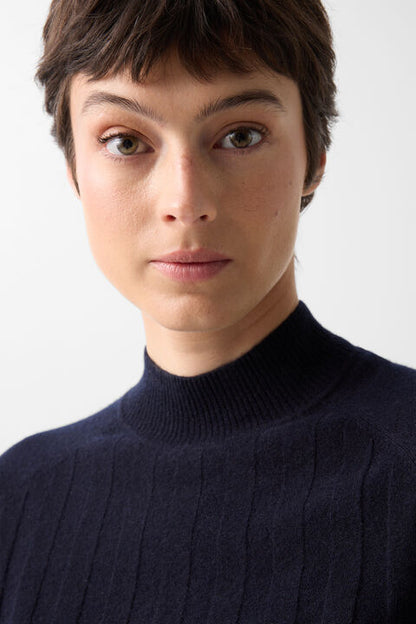 Virgin Wool Cashmere Shirt Tina In Navy Blue