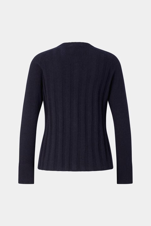 Tanja Virgin Wool Cashmere Cardigan In Navy Blue