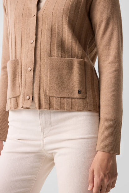 Tanja Virgin Wool Cashmere Cardigan In Camel