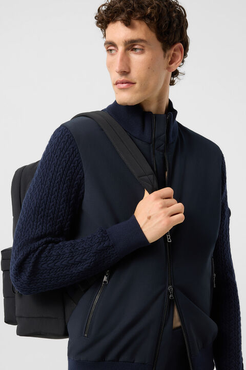 Zisco Hybrid Wool Knit Jacket In Navy Blue