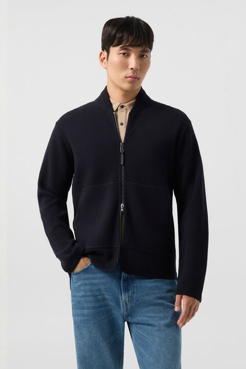 Virgin Wool Cardigan Everest In Navy Blue