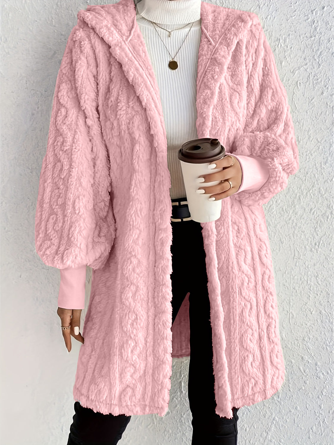 Women's Plush Fleece Soft Midi-Length Jacket with Pockets (Buy 2 Free Shipping)