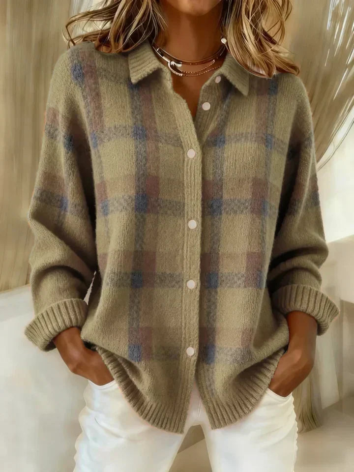 Women's Retro Casual Color-Block Knit Cardigan Sweater