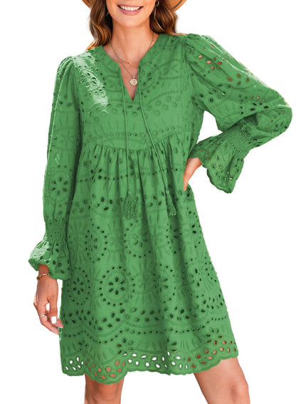 Women’s V Neck Eyelet Lace Dress (Buy 2 Free Shipping)