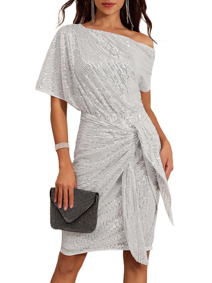 Women's Off Shoulder Sequins Bodycon Dress (Buy 2 Free Shipping)