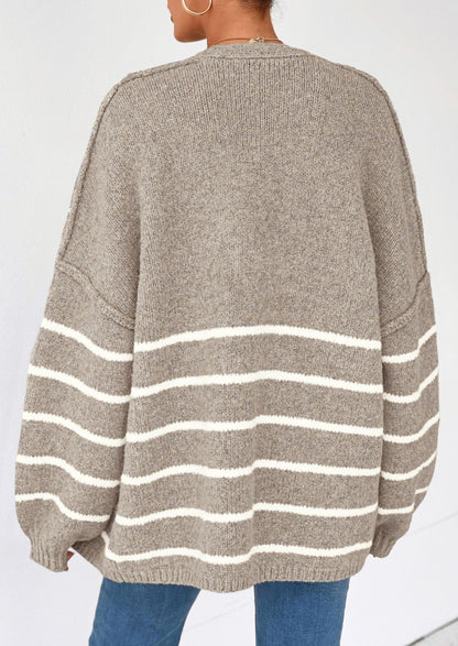 Women's Oversized Balloon Sleeve Striped Cardigan (Buy 2 Free Shipping)