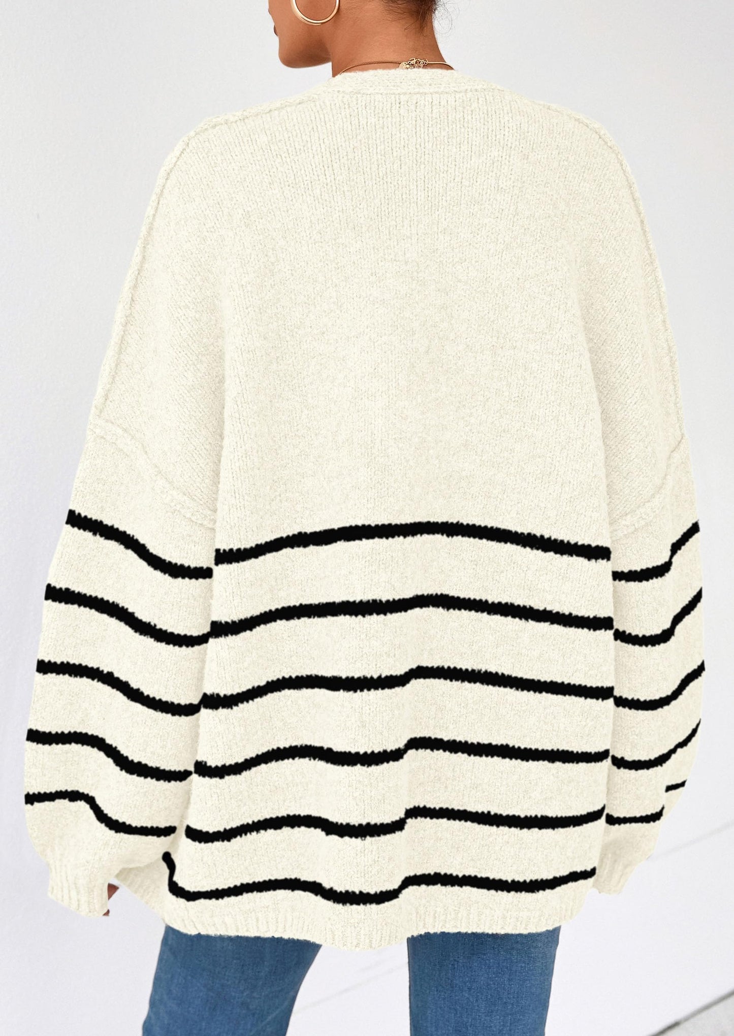 Women's Oversized Balloon Sleeve Striped Cardigan (Buy 2 Free Shipping)