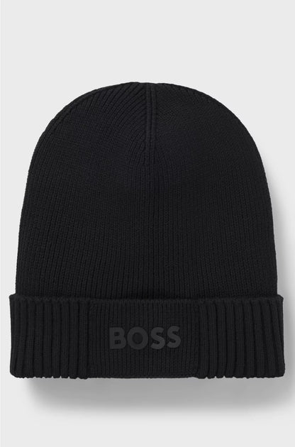LOGO-DETAIL BEANIE HAT IN COTTON AND VIRGIN WOOL