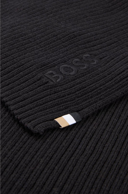 RIBBED SCARF IN A COTTON BLEND WITH LOGO EMBROIDERY