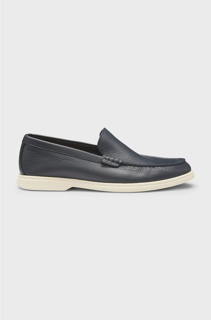 TUMBLED-LEATHER MOCCASINS WITH LOGO DETAIL