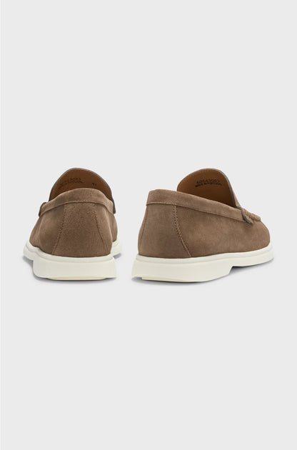 SUEDE LOAFERS WITH DEBOSSED LOGO